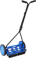 Family & Pet Safe Push Reel Mower 16', Manual Blue Lawn Cutter for a Healthy, Chemical-Free Yard - Perfect for Teaching Kids Lawn Care, Offers Light Exercise and a Pristine, Safe Grass Finish