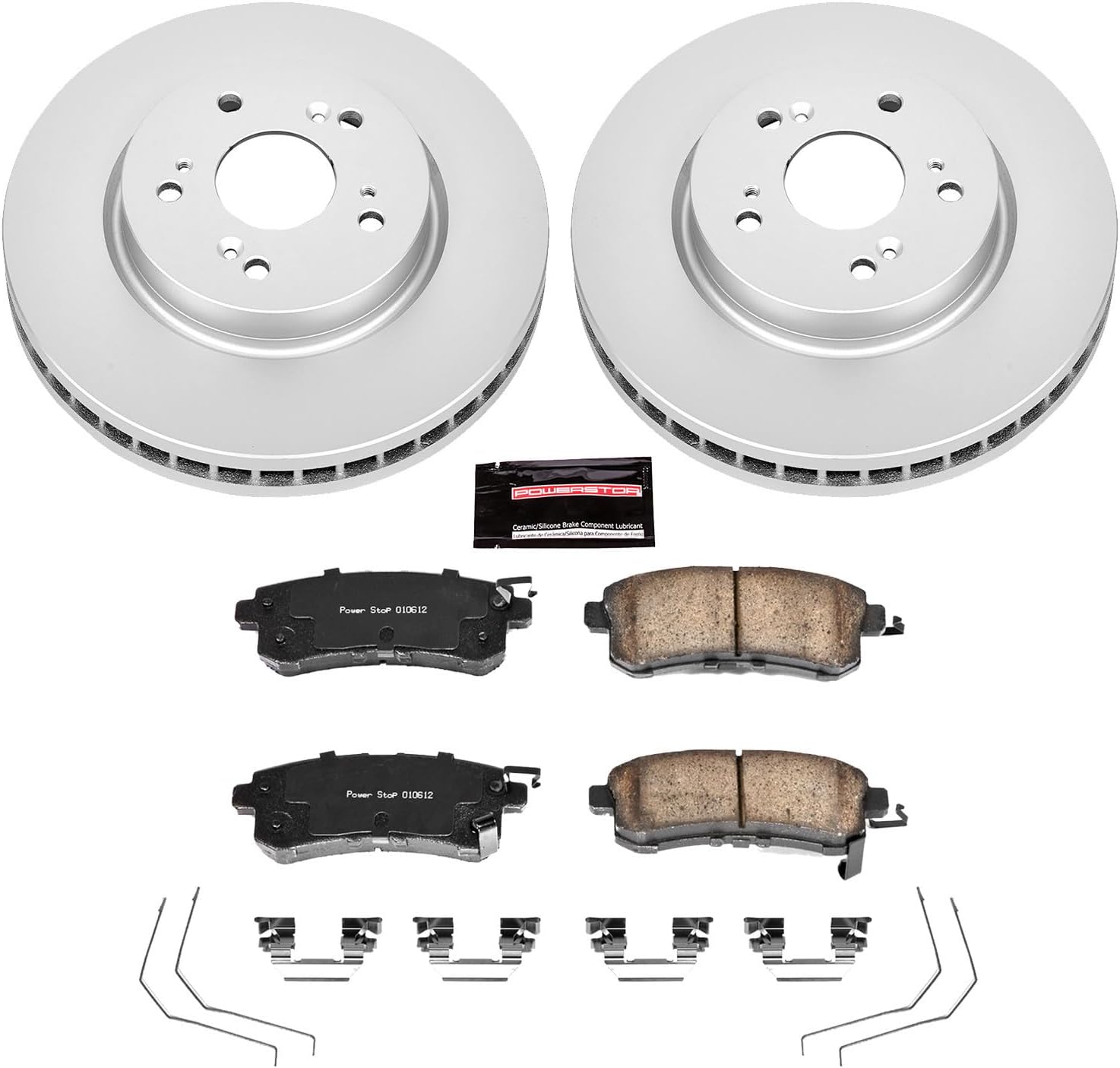 PowerStop Front Brake Kit for Honda Accord Crosstour 2011 |CR-V 2012-16 |Crosstour 2012-15 - Fully-Coated Disc Rotors with Z17 Ceramic Brake Pads Replacement, CRK5432