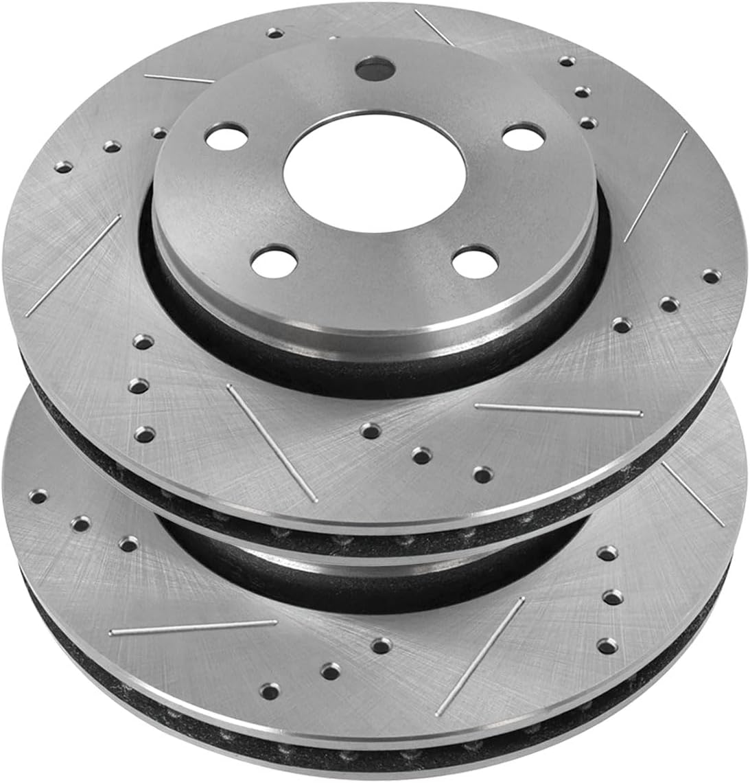 AutoShack Front & Rear Brake Rotors & Premium Pads for Jeep, Wrangler 2007-2017 Wrangler JK 2018, 4WD RWD V6 3.6L 3.8L - Silver Zinc Coated Drilled & Slotted - SilverShield Pro