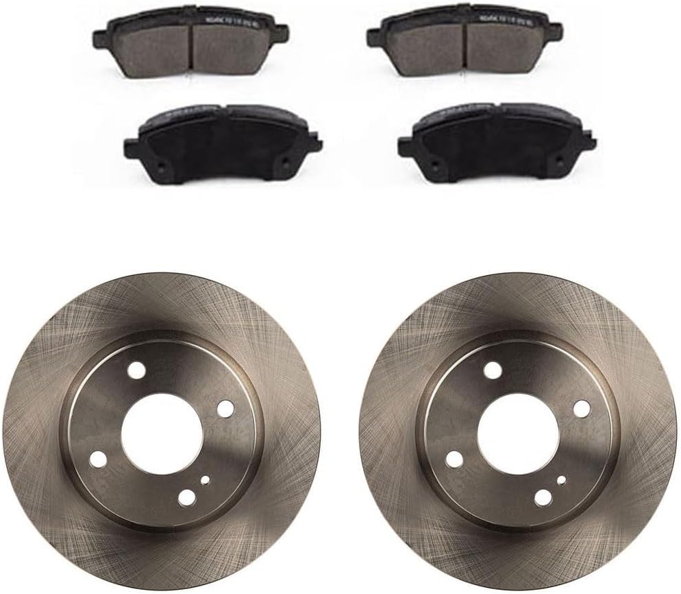Brake Kit 6PCs Brakes and Rotors Front fits Ford Fiesta 1.6L 2011 2012 2013 2014 2015 2016 2017 2018 2019, fits Fiesta 1.0L 2014 2015 2016 2017 Ceramic Brake Pads and Rotors 10.16inch(258mm)