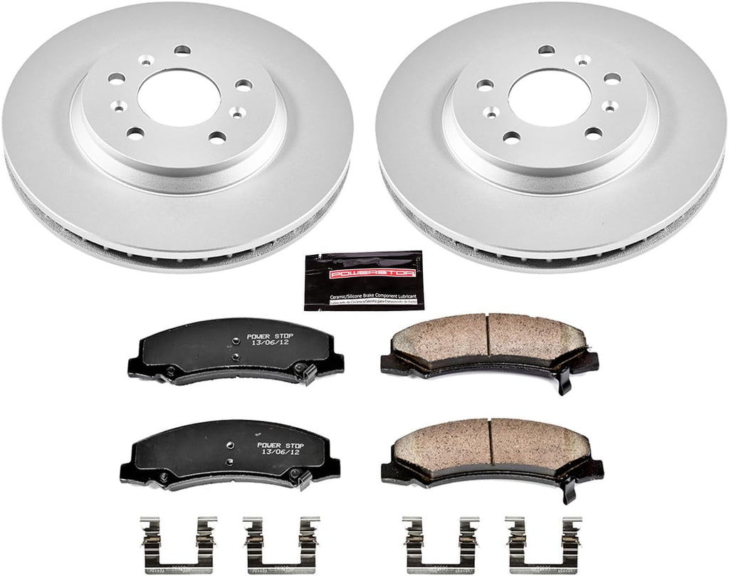 PowerStop Front Brake Kit for Buick Lucerne 2006-11 |Chevrolet Impala 2006-13 |Impala Limited 2014-16 |Monte Carlo 2006-07 - Fully-Coated Disc Rotors with Z17 Ceramic Brake Pads Replacement, CRK1437