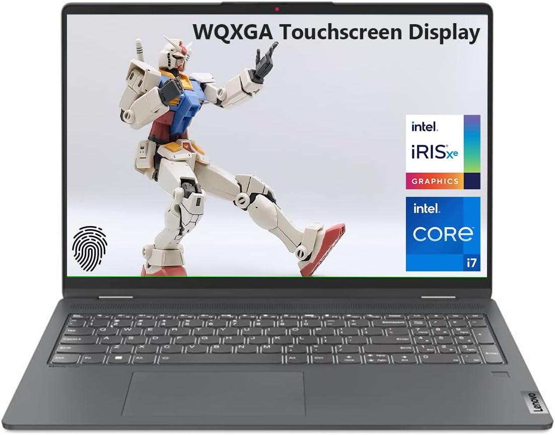 Lenovo IdeaPad Flex 5 2-in-1 Laptop, 16' WQXGA Touchscreen Display, Intel Core i7-1255U Processor, 16GB RAM, 1TB SSD, Backlit KB, FP Reader, SD Card Reader, Wi-Fi 6, Windows 11 Home, Grey