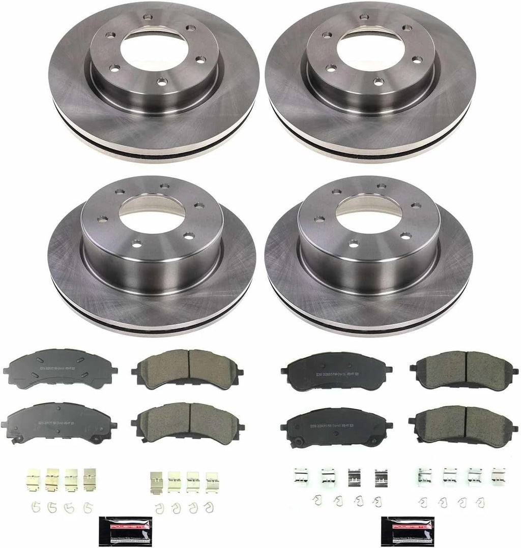 PowerStop Front and Rear Brake Kit for Ford Ranger 2019-23 - Z17 Ceramic Brake Pads & Disc Rotors Replacement, KOE8448