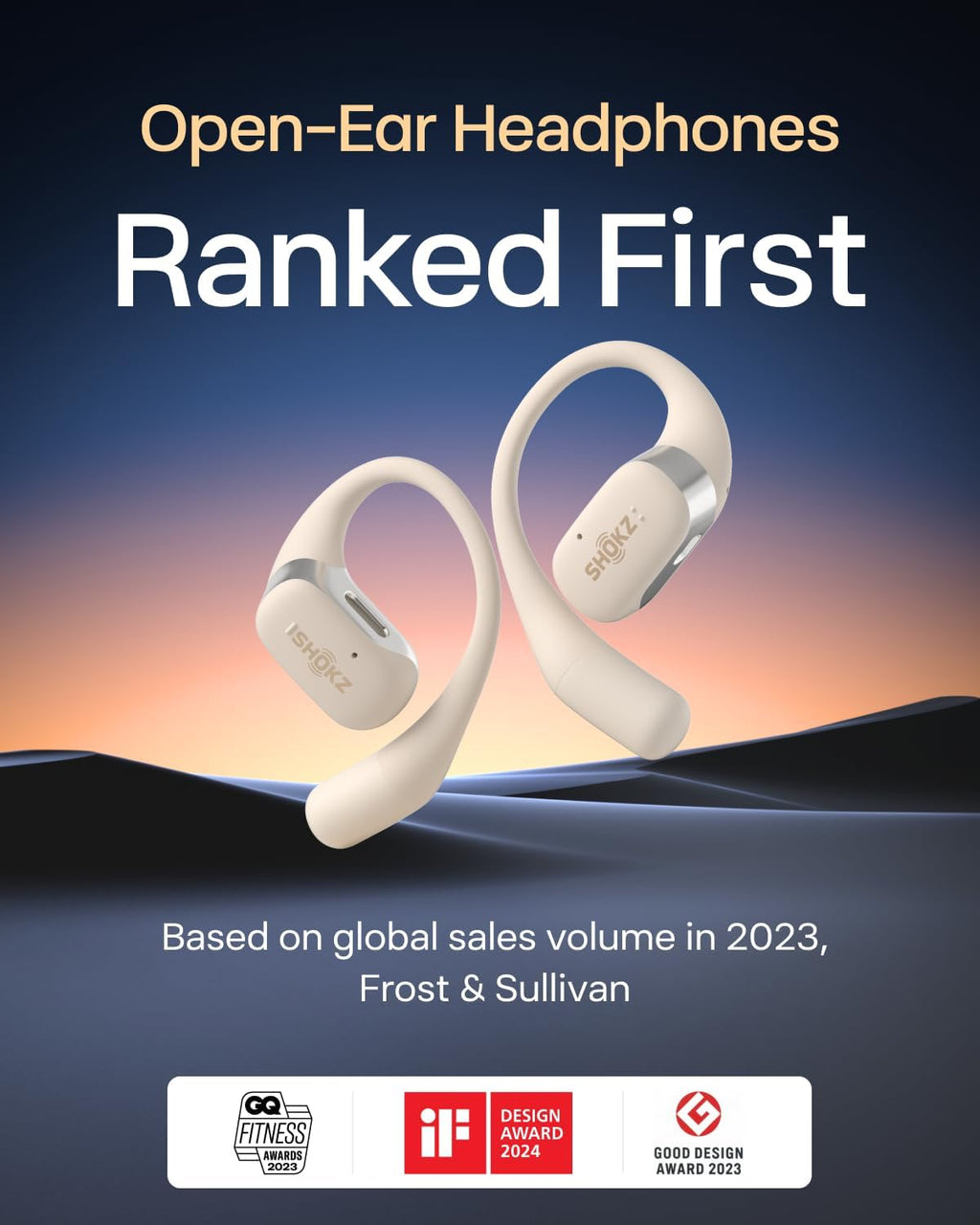 SHOKZ OpenFit-Open-Ear True Wireless Bluetooth Headphones with Microphone,Earbuds with Earhooks,Sweat Resistant,Fast Charging,28HRS Playtime,Compatible with iPhone&Android,Beige,Bluetooth5.2