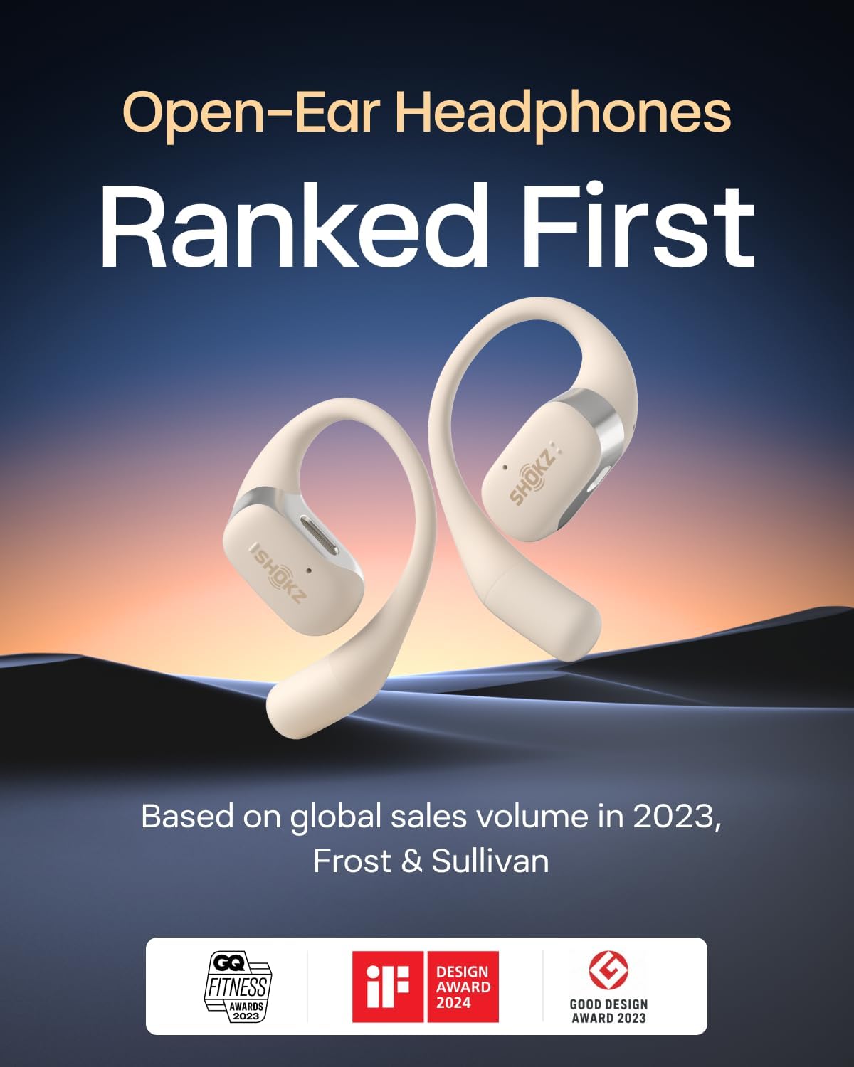 SHOKZ OpenFit-Open-Ear True Wireless Bluetooth Headphones with Microphone,Earbuds with Earhooks,Sweat Resistant,Fast Charging,28HRS Playtime,Compatible with iPhone&Android,Beige,Bluetooth5.2