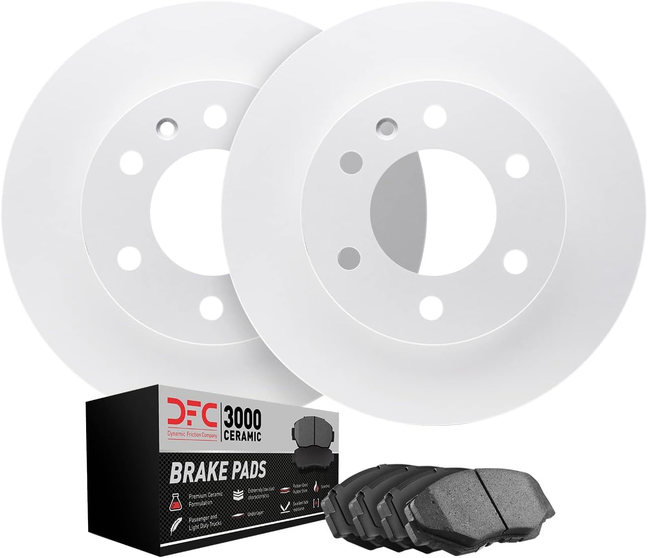 Dynamic Friction Company Front Brakes and Rotors|BlankBrake Rotors| Front 3000 Ceramic Brake Pads and Rotors Kit| Automotive Replacement Brake Kits