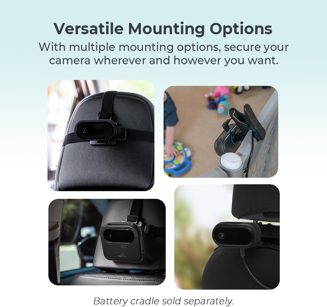 Tiny Traveler 5' HD Touch Screen Baby Car Monitor – Hackproof, No WiFi Baby Camera for Travel and Home, Night Vision, Headrest or Clamp Mount, Baby Reminder Alert - Black