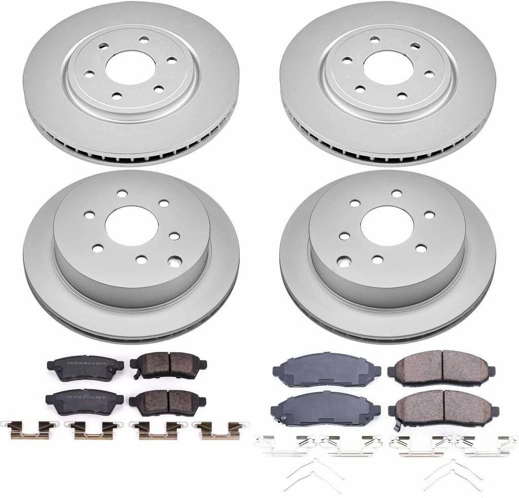 PowerStop Front and Rear Brake Kit for Nissan Frontier 2016-24 - Fully-Coated Disc Rotors with Z17 Ceramic Brake Pads Replacement, CRK8358