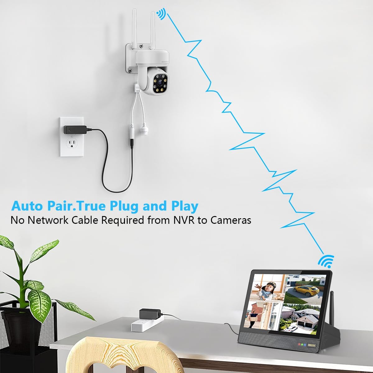 (2026 Update) 5MP PT Wireless Security Camera System with Monitor, AI Human Tracking, Dual-Band 2.4G&5G WiFi, 130° Wide Angle, 2-Way Audio, No Monthly Fee, NVR Home Security Kit