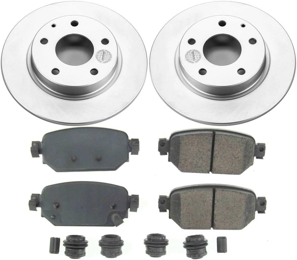 PowerStop Rear Brake Kit for Mazda 3 2017-18 | Mazda CX-3 2019-21 - Fully-Coated Disc Rotors with Z17 Ceramic Brake Pads Replacement, CRK7515