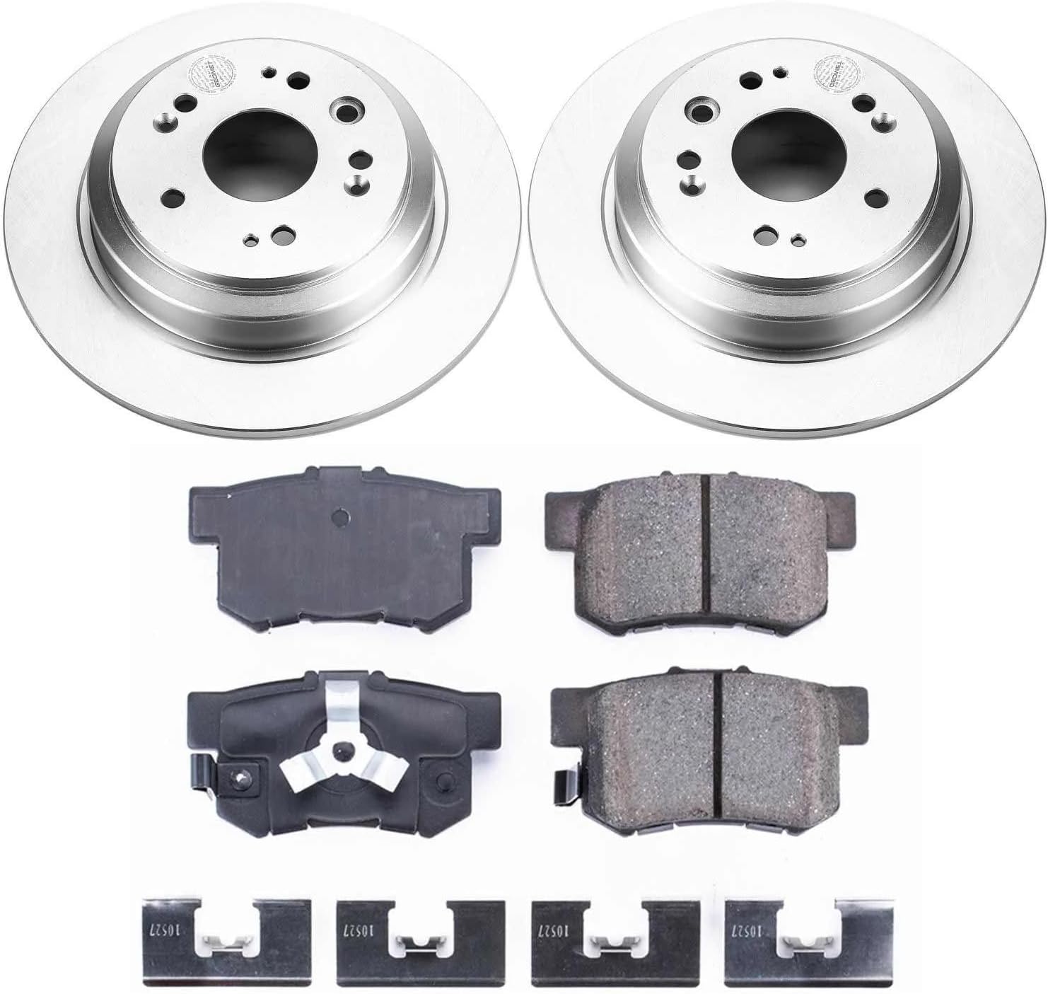 PowerStop Rear Brake Kit for Honda Accord Crosstour 2010-11 | Honda Crosstour 2012-15 - Fully-Coated Disc Rotors with Z17 Ceramic Brake Pads Replacement, CRK5859
