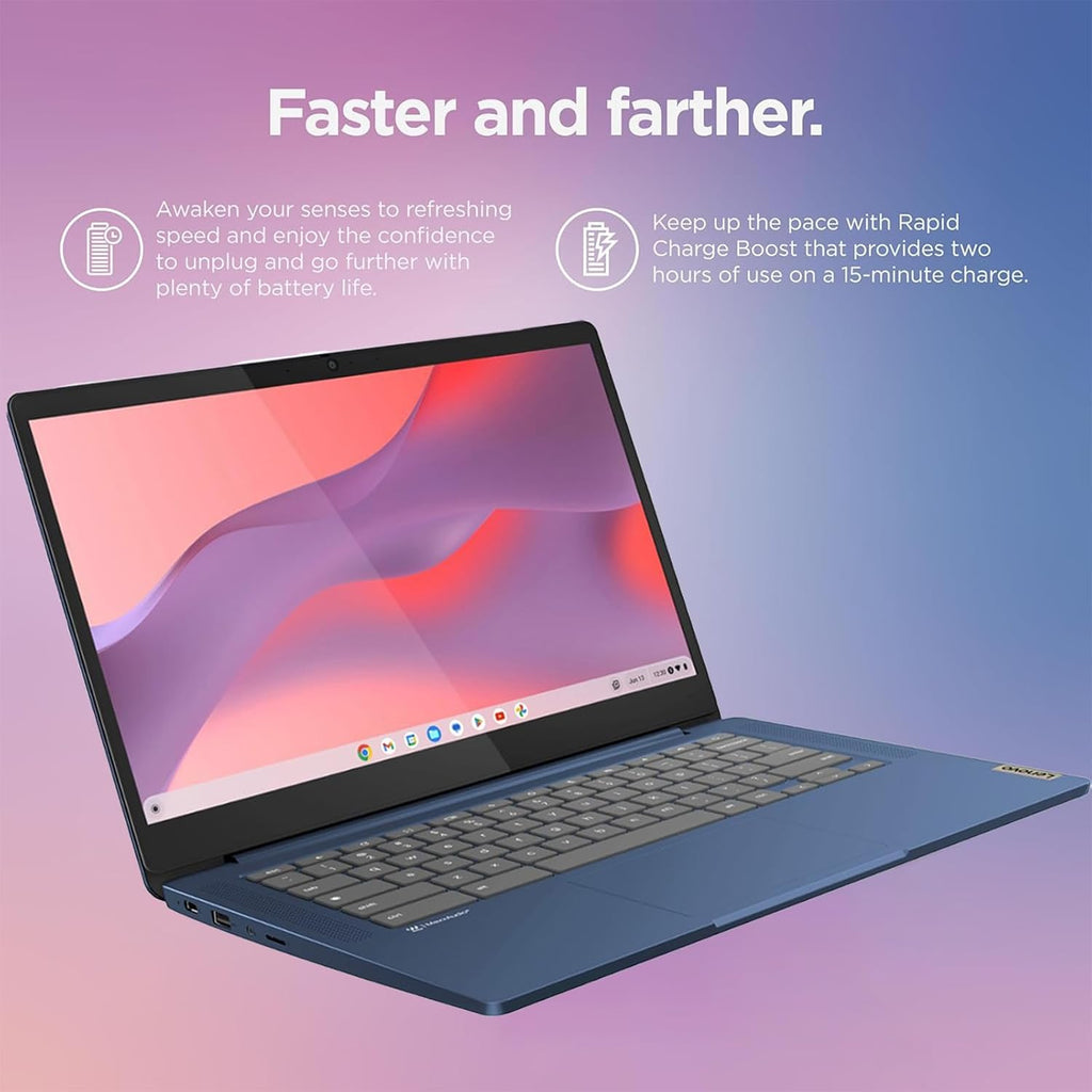 Lenovo IdeaPad Slim 3 Chromebook Laptop, 14' FHD Touchscreen Laptop, MediaTek Kompanio 520, 4GB RAM, 64GB eMMC, Wi-Fi 6, Chrome OS, Abyss Blue