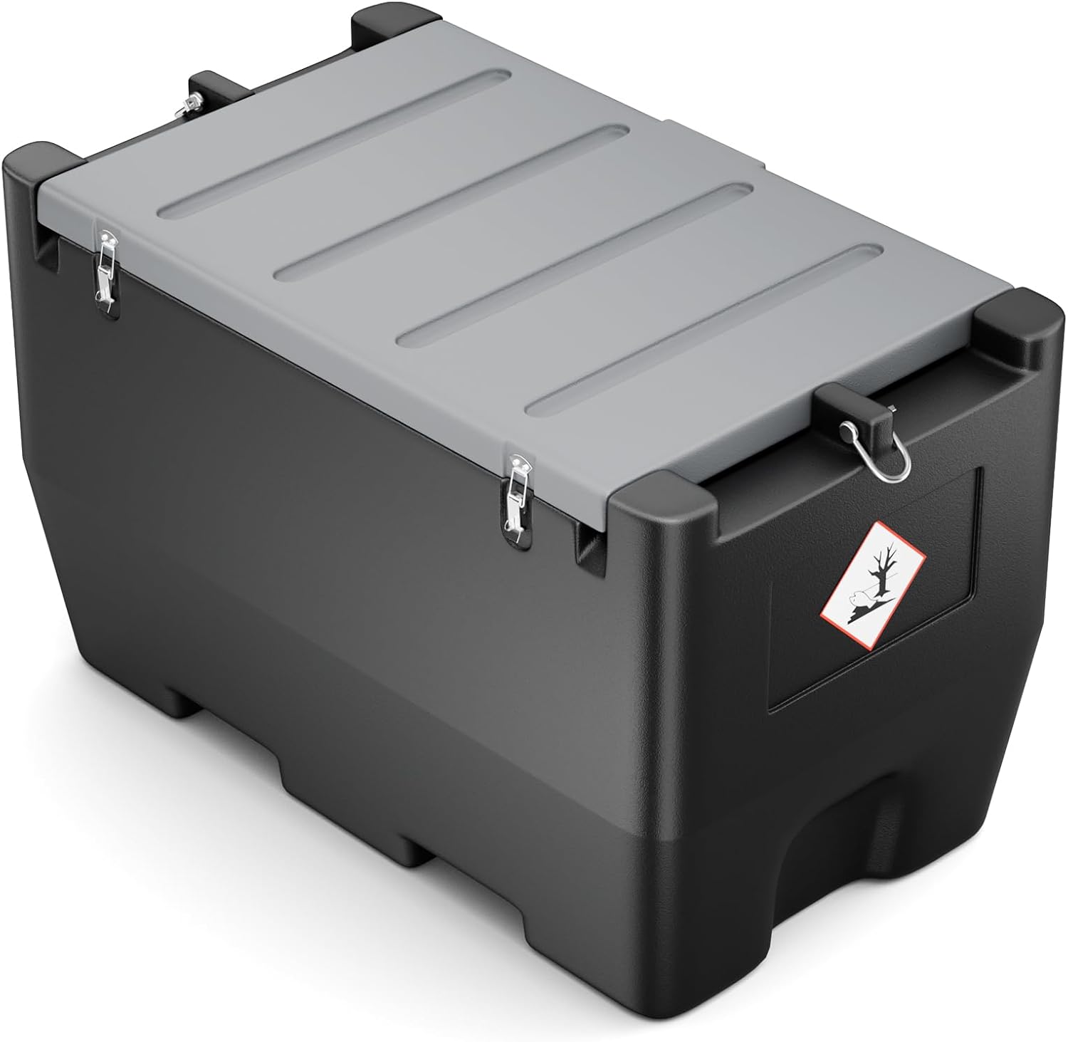 Fuel Transfer Tank, 50 Gallon for Diesel & Gasoline, Portable Fuel Tank with 12V Transfer Pump and 13.1ft Rubber Hose, 10.6 GPM Gas Tank, Auto Fueling Nozzle, Black