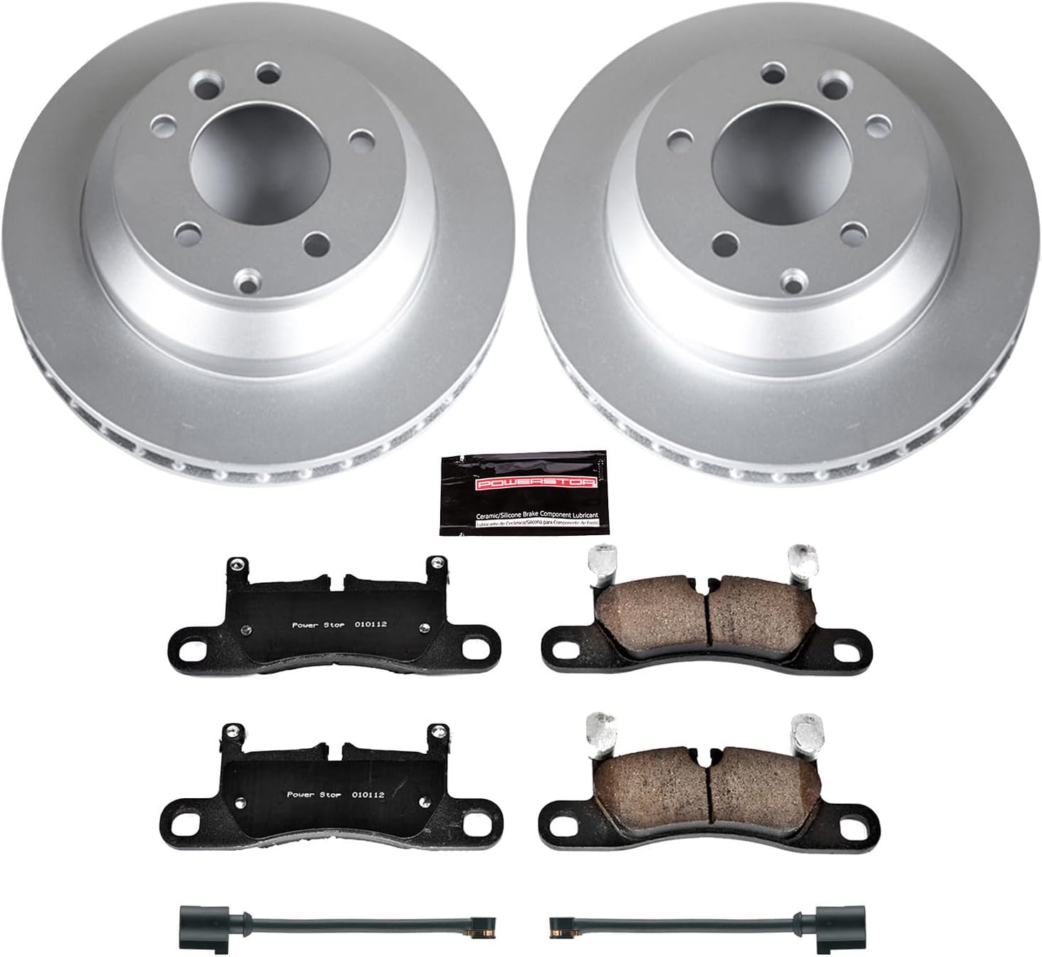 PowerStop Rear Brake Kit for Porsche Cayenne 2011-18 | Volkswagen Touareg 2011-17 - Fully-Coated Disc Rotors with Z23 Carbon-Fiber Ceramic Brake Pads Upgrade, CRK5979