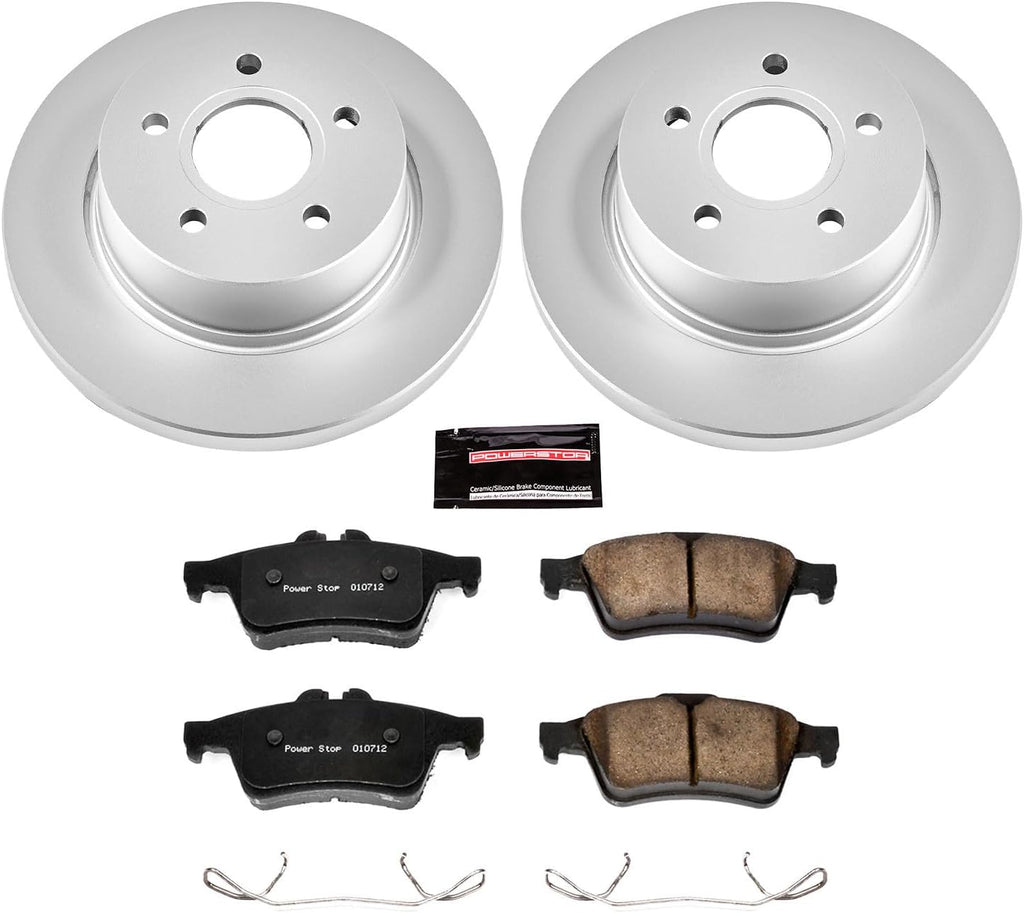 PowerStop Rear Brake Kit for Ford Focus 2012-18 - Fully-Coated Disc Rotors with Z17 Ceramic Brake Pads Replacement, CRK5975
