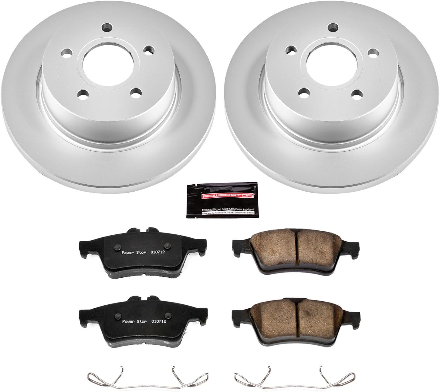 PowerStop Rear Brake Kit for Ford Focus 2012-18 - Fully-Coated Disc Rotors with Z17 Ceramic Brake Pads Replacement, CRK5975