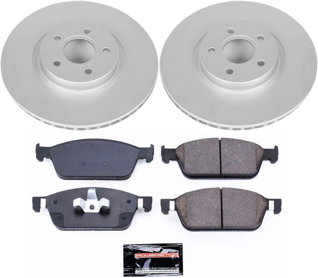 PowerStop Front Brake Kit for Ford Escape 2017-19 | Lincoln MKC 2017-19 - Fully-Coated Disc Rotors with Z23 Carbon-Fiber Ceramic Brake Pads Upgrade, CRK7338