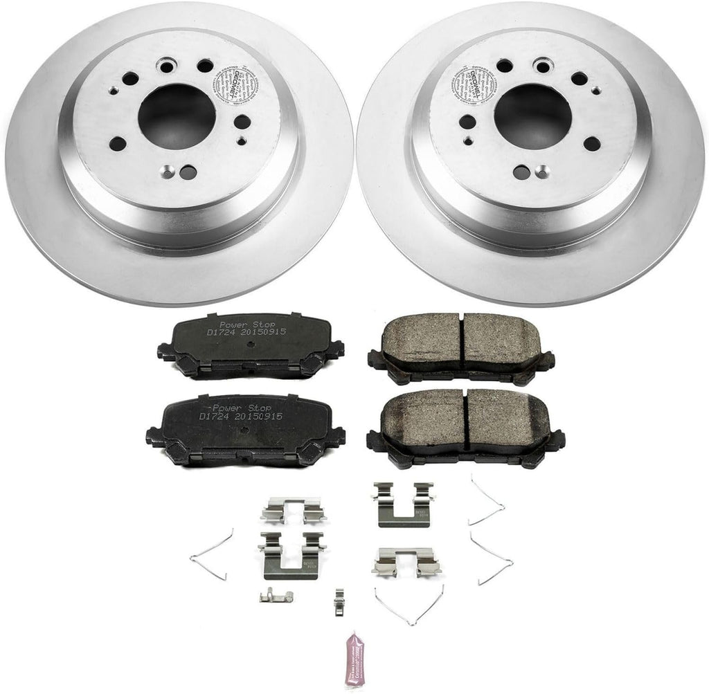 PowerStop Rear Brake Kit for Honda Passport 2019-25 |Pilot 2016-22 |Ridgeline 2017-25 - Fully-Coated Disc Rotors with Z17 Ceramic Brake Pads Replacement, CRK7727
