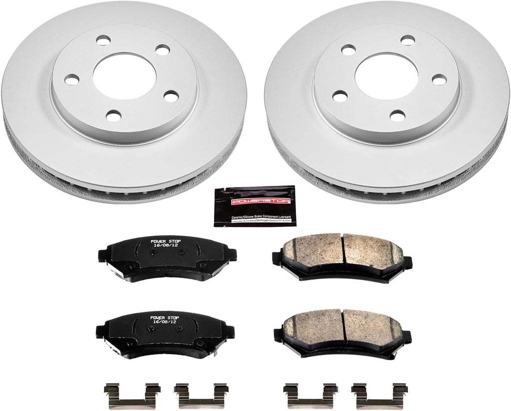 PowerStop Front Brake Kit for Buick Century 1997-05 |LeSabre 2000-05 |Regal 1997-04 |Chevrolet Venture 1997-05 - Fully-Coated Disc Rotors with Z17 Ceramic Brake Pads Replacement, CRK2553