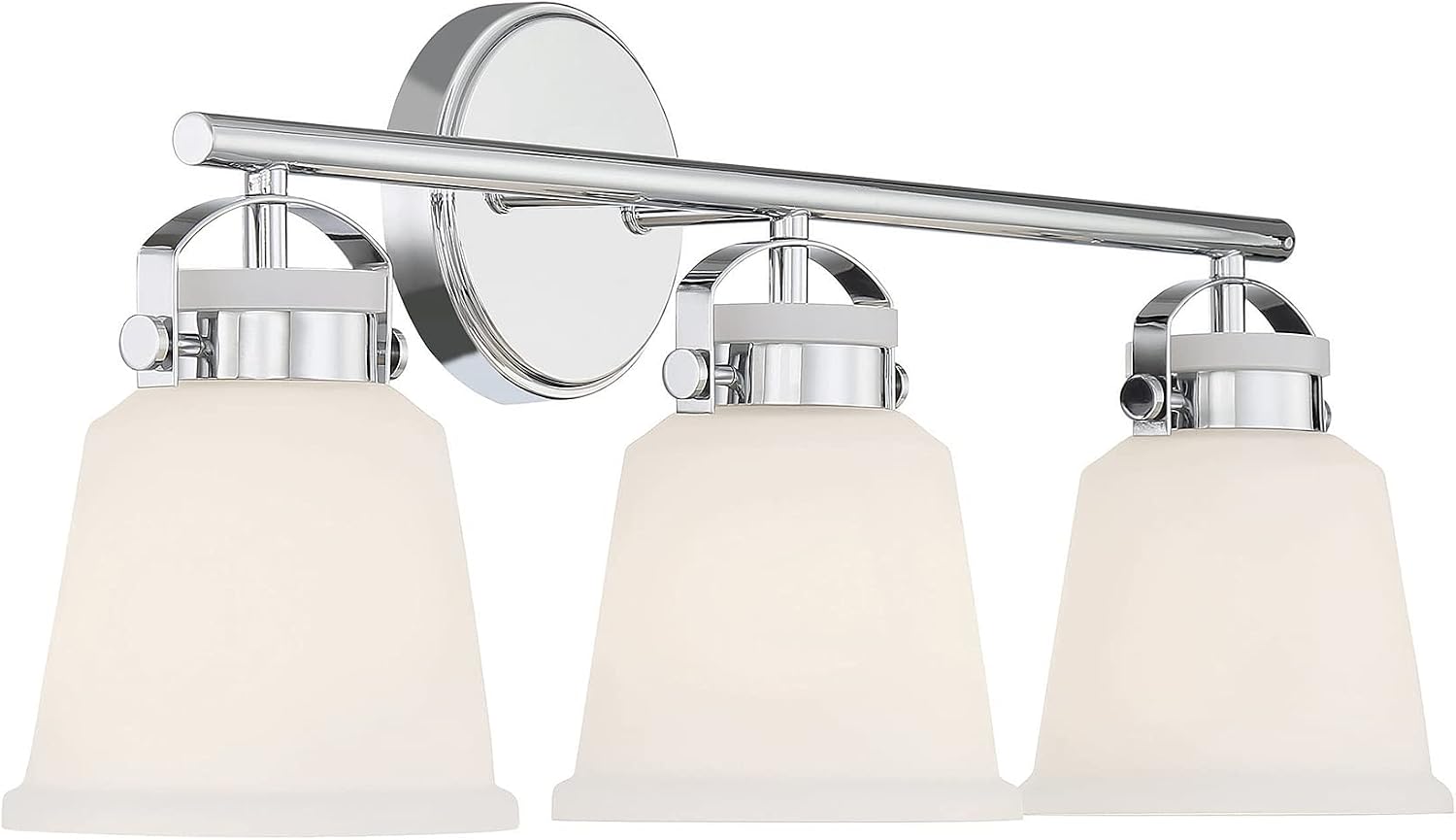 Savoy House 8-1627-3-11 Kaden Industrial Traditional White Opal Glass Bathroom Vanity Wall Light, 3-Light 180 Total Watts, 11' H x 26' W, Polished Chrome
