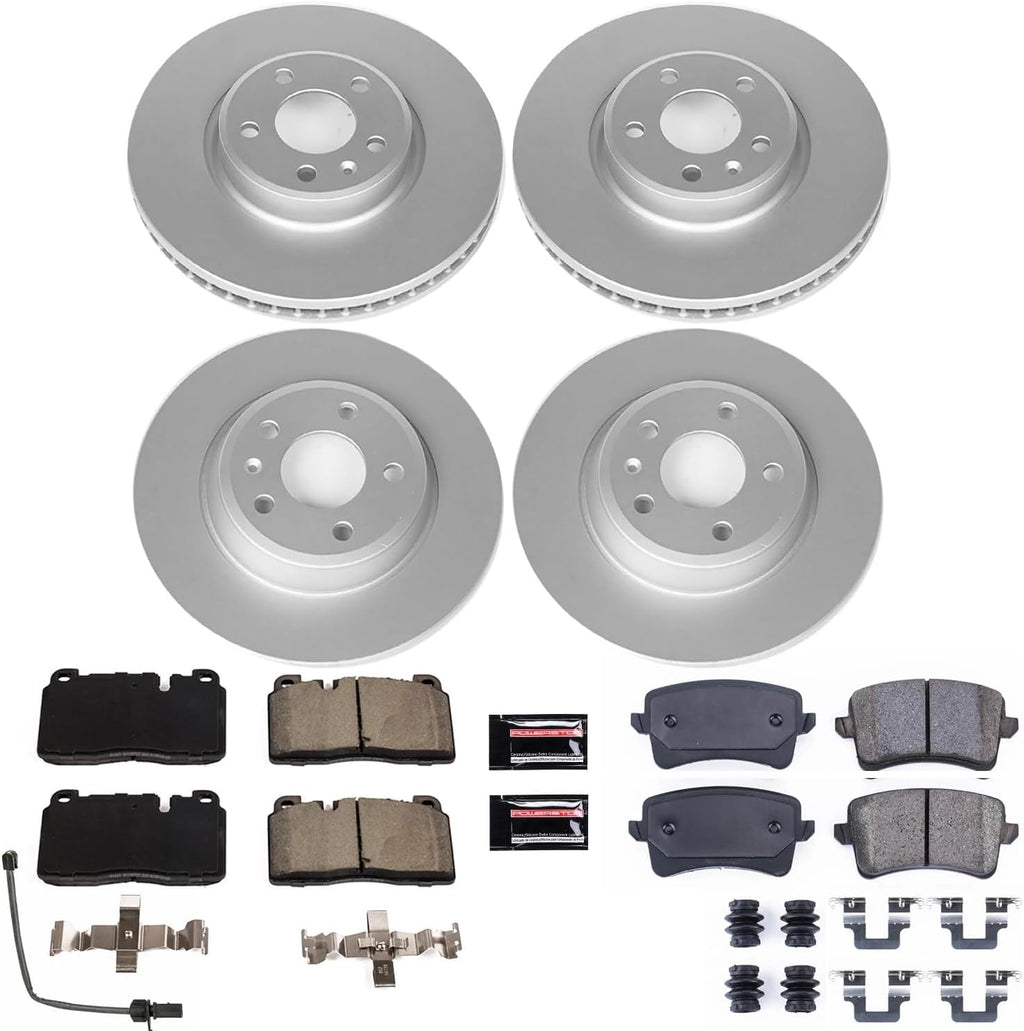 PowerStop Front and Rear Brake Kit for Audi Q5 2013-17 - Fully-Coated Disc Rotors with Z23 Carbon-Fiber Ceramic Brake Pads Upgrade, CRK7538