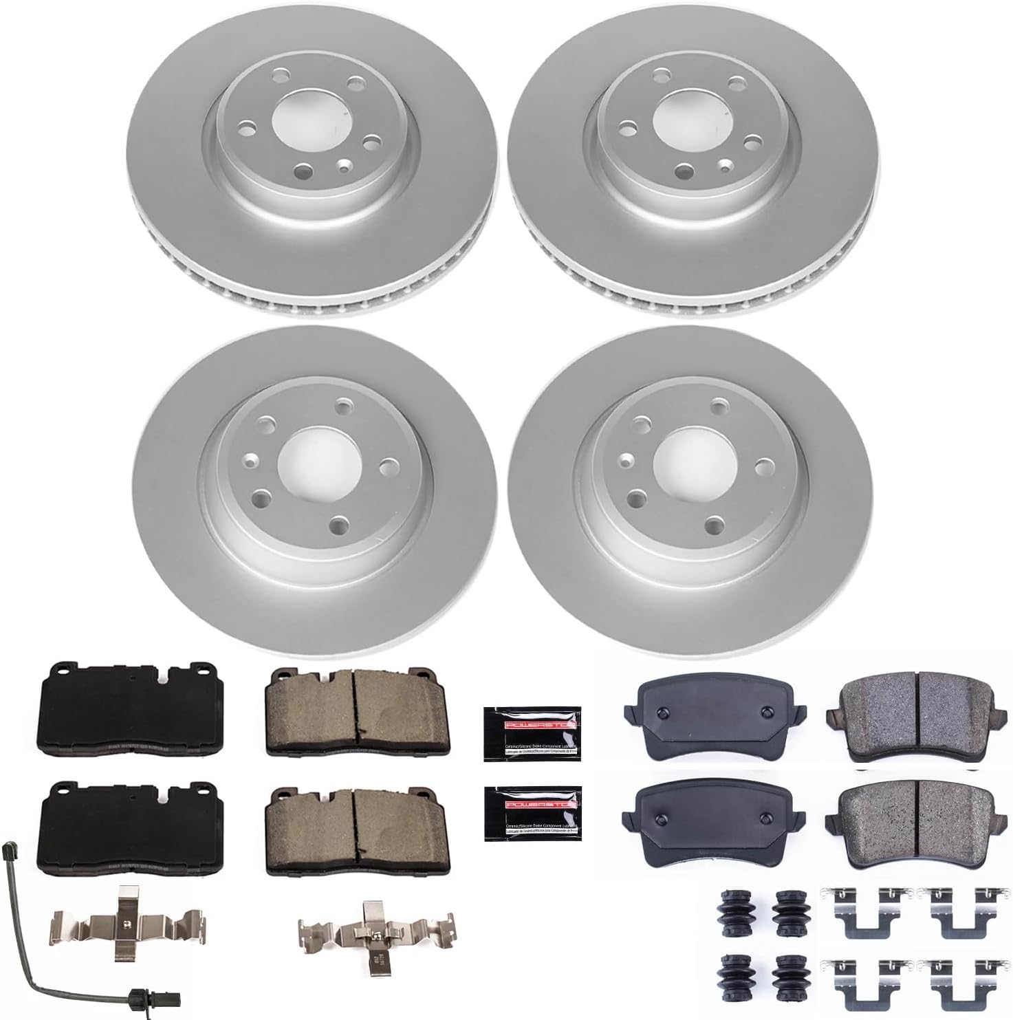 PowerStop Front and Rear Brake Kit for Audi Q5 2013-17 - Fully-Coated Disc Rotors with Z23 Carbon-Fiber Ceramic Brake Pads Upgrade, CRK7538