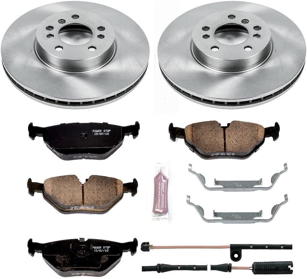 PowerStop Front Brake Kit for BMW X5 2000-06 - Z17 Ceramic Brake Pads & Disc Rotors Replacement, KOE879