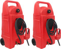 Upgraded 15 Gallon Fuel Gas Caddy, Portable Gas Tank with Manual Transfer Pump & 10ft. Delivery Hose, Diesel Fuel Storage Tank with Wheels for ATVs, Cars, Lawn Mowers, Boats, Red, 2PCS
