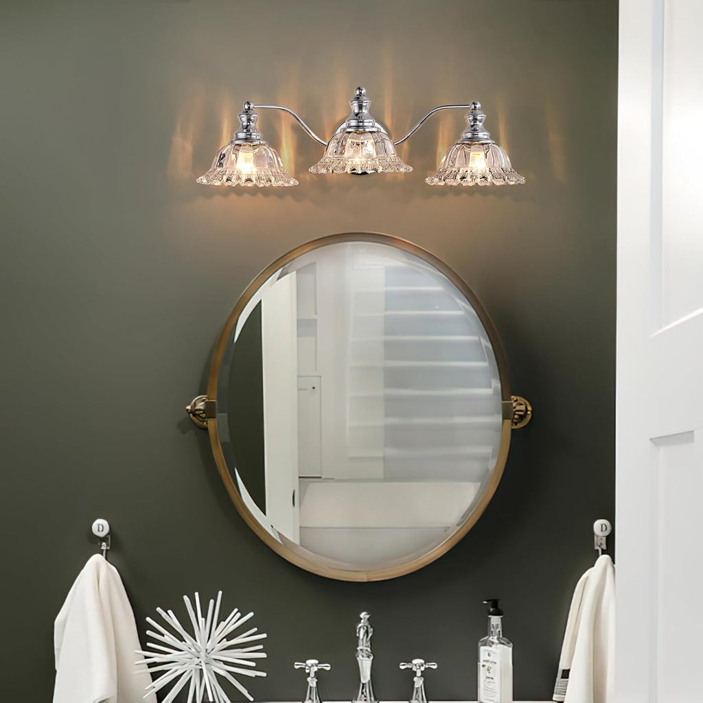 XIEDUN Chrome Vanity Light 3 Light Bathroom Lights Vanity Lights for Bathroom Bathroom Light Fixtures