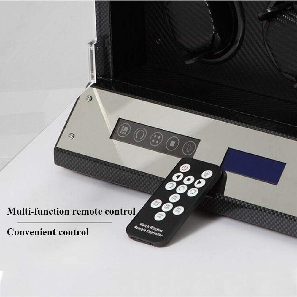 4 Watches Automatic Watch Winder LCD Display Monitor 5 Modes Wooden Storage Case Piano Paint Gloss Wrist Watch Winder Rotator Deluxe Silent Motor Remote Control-35×