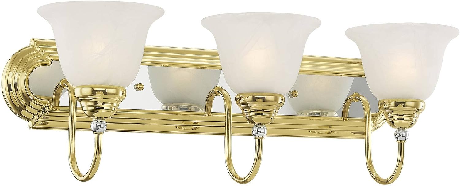 Livex Lighting 1003-25 Belmont 3-Light Bath Light, Polished Brass and Chrome