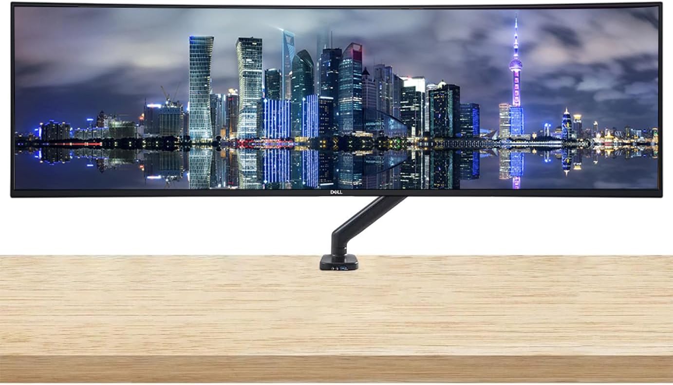 Dell U4924DW Curved 49-inch 1440P 5K Dual Quad HD 60Hz 5ms UltraSharp Monitor, Full Dock, IPS, HDMI, DisplayPort, USB Hub, USB-C, Ethernet, Speakers and Desk Mount Monitor Stand (Renewed)