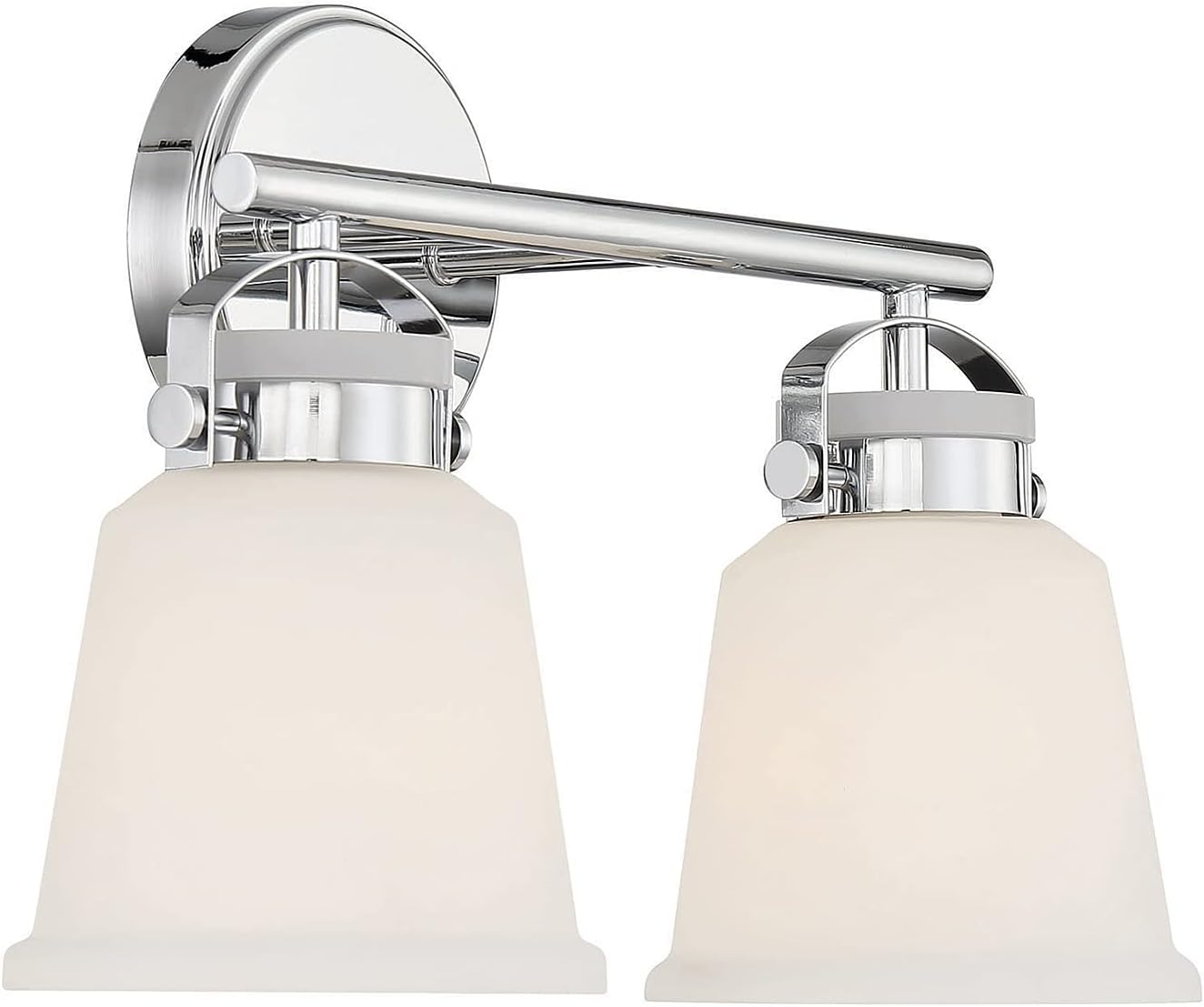 Savoy House 8-1627-2-11 Kaden Industrial Traditional White Opal Glass Bathroom Vanity Wall Light, 2-Light 120 Total Watts, 11' H x 16' W, Polished Chrome