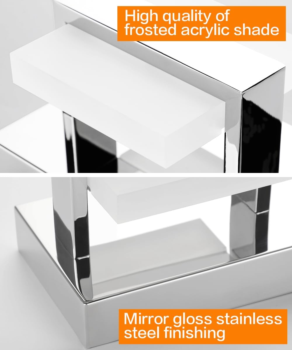 SOLFART Chrome 5 Light Bathroom Vanity Lights Over Mirror, Modern Chrome Bathroom Light Fixtures LED Lights Dimmable