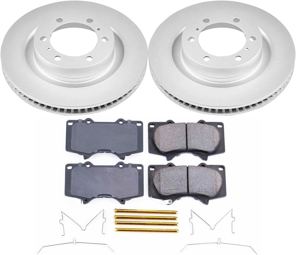 PowerStop Front Brake Kit for Lexus GX460 2010-23 | Toyota 4Runner 2010-24 - Fully-Coated Disc Rotors with Z17 Ceramic Brake Pads Replacement, CRK5873