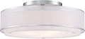Possini Euro Design Double Organza Modern Ceiling Light Flush-Mount Fixture 20' Wide Chrome 3-Light Sheer Off White Drum Shades for Bedroom Kitchen Living Room Hallway Dining Bathroom Schoolhouse