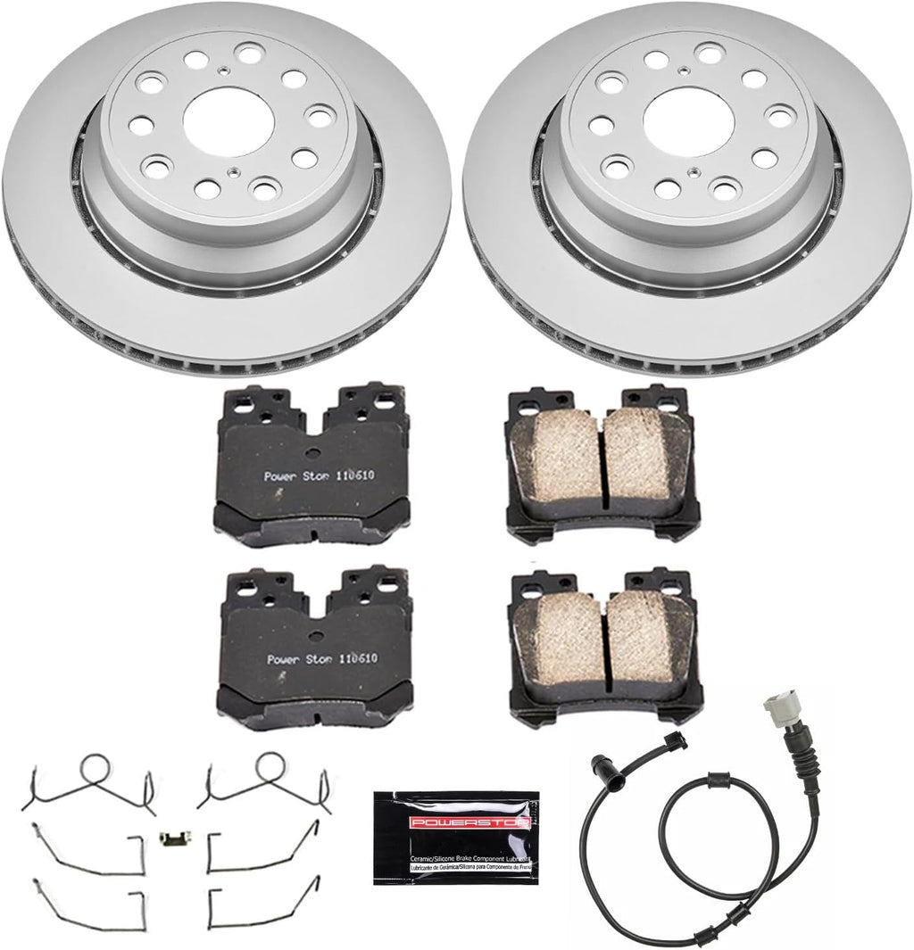 PowerStop Rear Brake Kit for Lexus LS460 2007-09 - Fully-Coated Disc Rotors with Z17 Ceramic Brake Pads Replacement, CRK4689