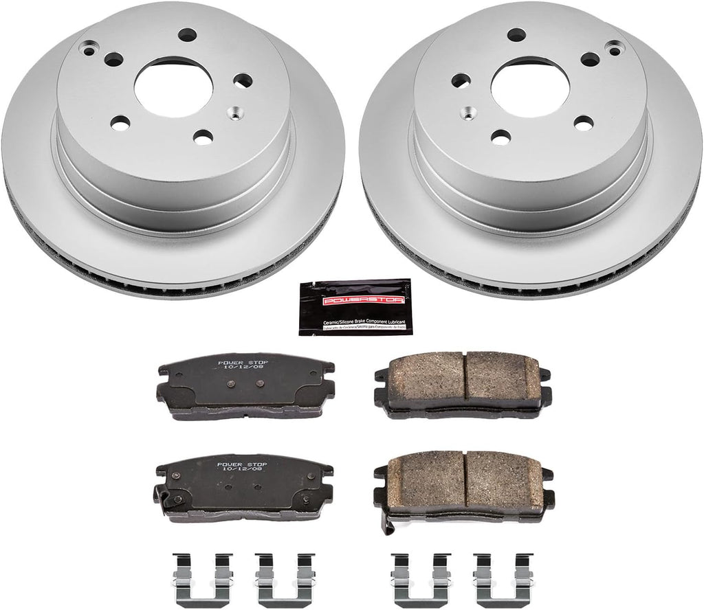 PowerStop Rear Brake Kit for Chevrolet Equinox 2010-17 | GMC Terrain 2010-17 - Fully-Coated Disc Rotors with Z17 Ceramic Brake Pads Replacement, CRK5558
