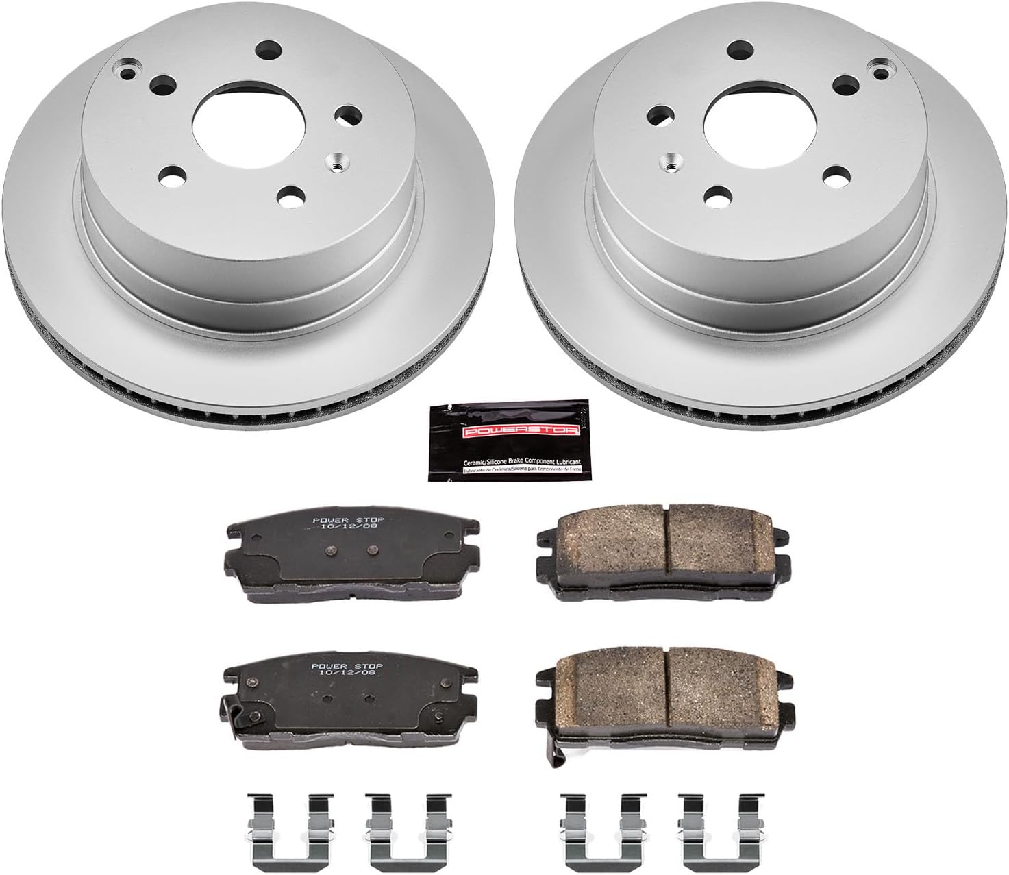 PowerStop Rear Brake Kit for Chevrolet Equinox 2010-17 | GMC Terrain 2010-17 - Fully-Coated Disc Rotors with Z17 Ceramic Brake Pads Replacement, CRK5558