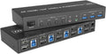 4 Port HDMI KVM USB 3.0 Switch 4X2 Dual Monitor 4K@60Hz Extended Display DP KVM Switch 4 in 2 Out for 4 PC Share Keyboard Mouse(ZY-AHD42U,AU Power Plug)