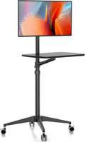 Viozon Mobile Desk,Mobile Workstation,Mulitiuse Rolling Laptop Floor Stand,34'-48.6' Height Adjustable,Compatible with 17'-27' Monitor&12'-17' Laptop,21'×14' Desk,Maxload 17.6lbs,4 Lockable Wheels B