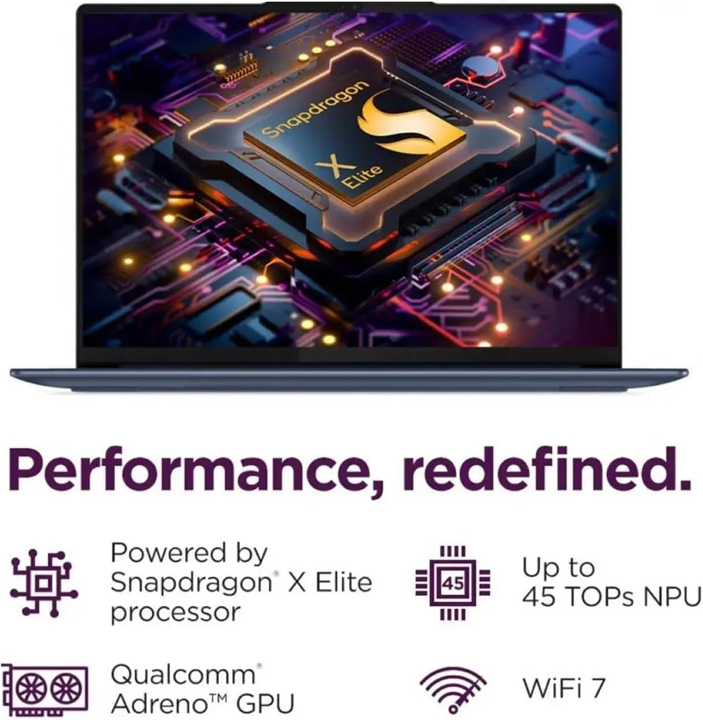 Lenovo Yoga Slim 7X 3K OLED Touchscreen Laptop, 14.5' 1000 nits Display, Snapdragon X Elite 12-Core NPU Copilot+ PC, 16GB RAM, 1TB SSD + 500GB Portable Drive, WiFi 7, Backlit, Stylus Pen, Win 11