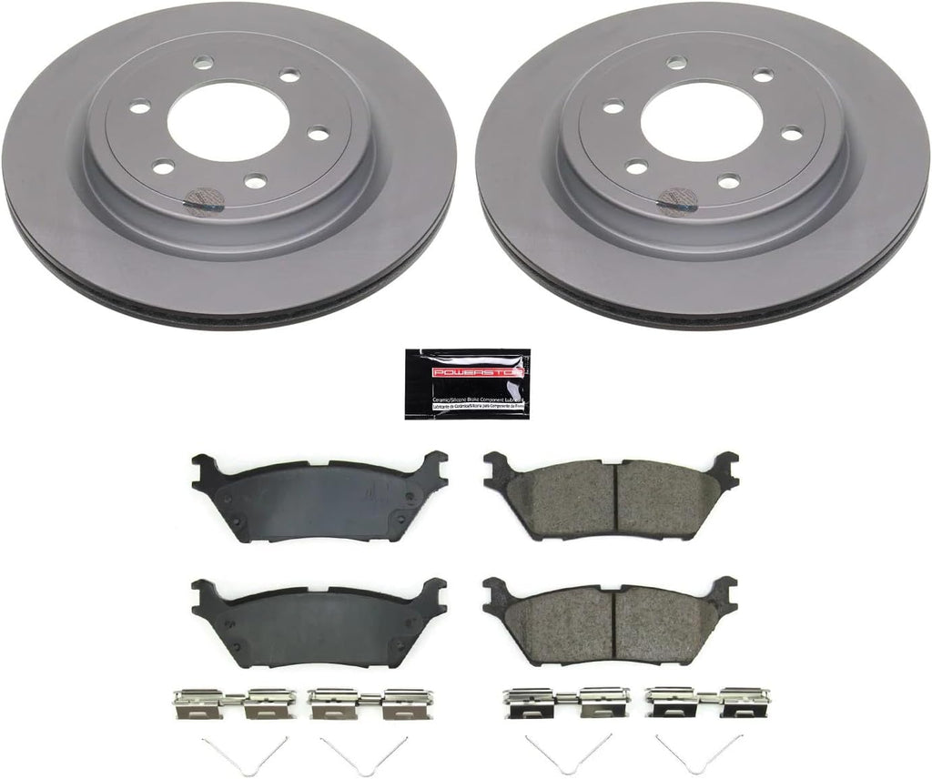 PowerStop Rear Brake Kit for Ford Expedition 2022-24 |F-150 2021-24 |Lincoln Navigator 2022-24 - Fully-Coated Disc Rotors with Z17 Ceramic Brake Pads Replacement, CRK8764