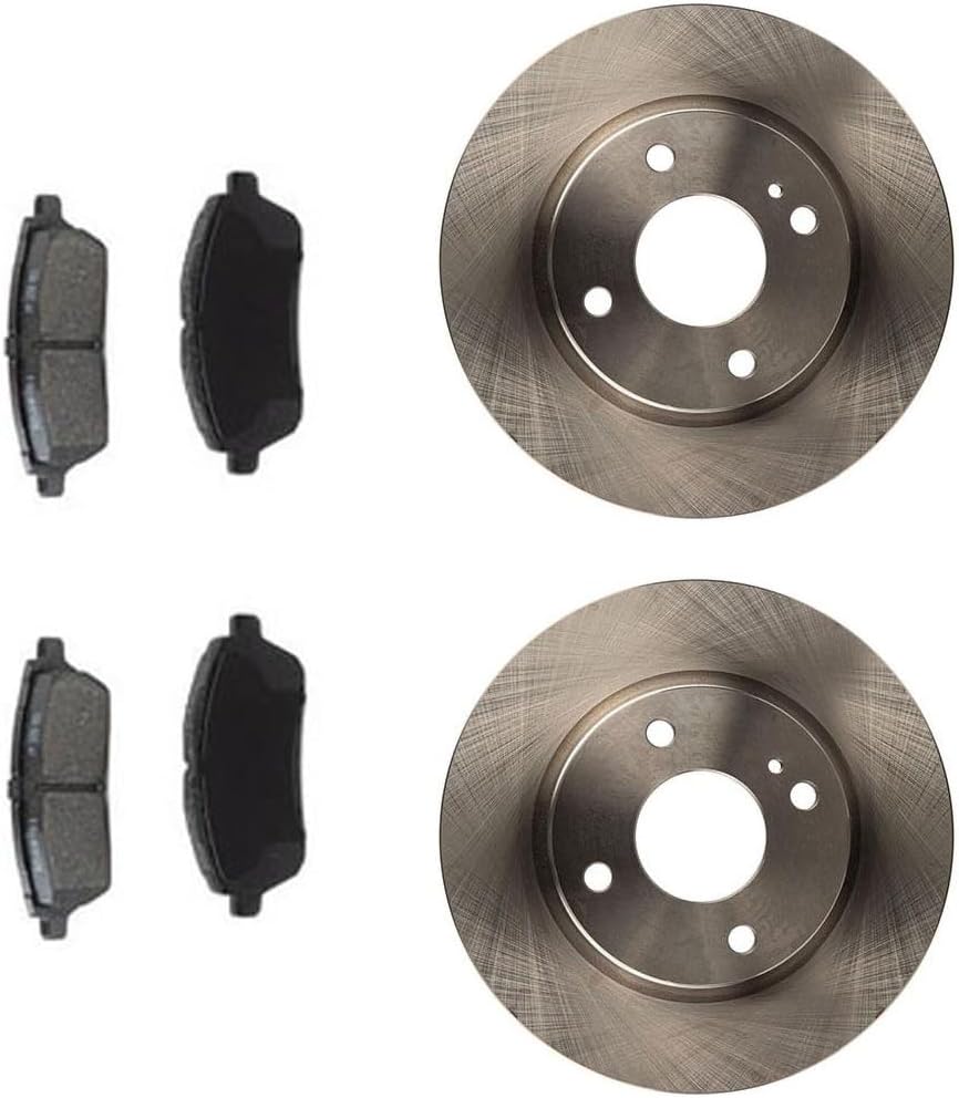 Set of 3 Front Brake Kit, Front Semi-Met Brake Pads and Brake Rotors Kit for Ford Fiesta 1.6L 2011 2012 2013 2014 2015 2016 2017 2018 2019, for Fiesta 1.0L 2014 2015 2016 2017
