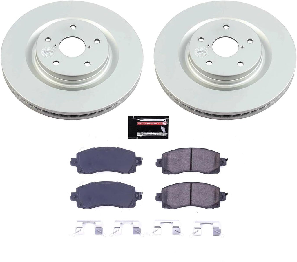 PowerStop Front Brake Kit for Subaru Forester 2019-22 | Subaru WRX 2022-24 - Fully-Coated Disc Rotors with Z17 Ceramic Brake Pads Replacement, CRK8481