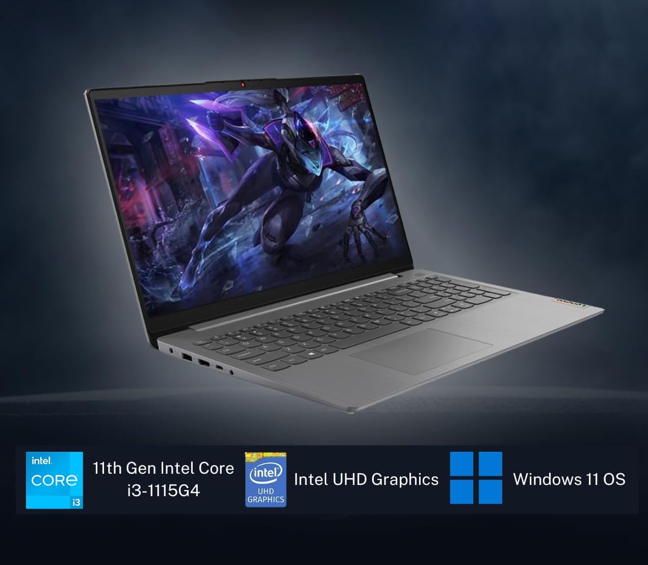 Lenovo IdeaPad 3 Laptop, 15.6' FHD Touchscreen, Intel Core i3-1115G4, 8GB RAM, 256GB SSD, HDMI, Webcam, Wi-Fi 6, SD Card Reader, Windows 11 Home, Grey