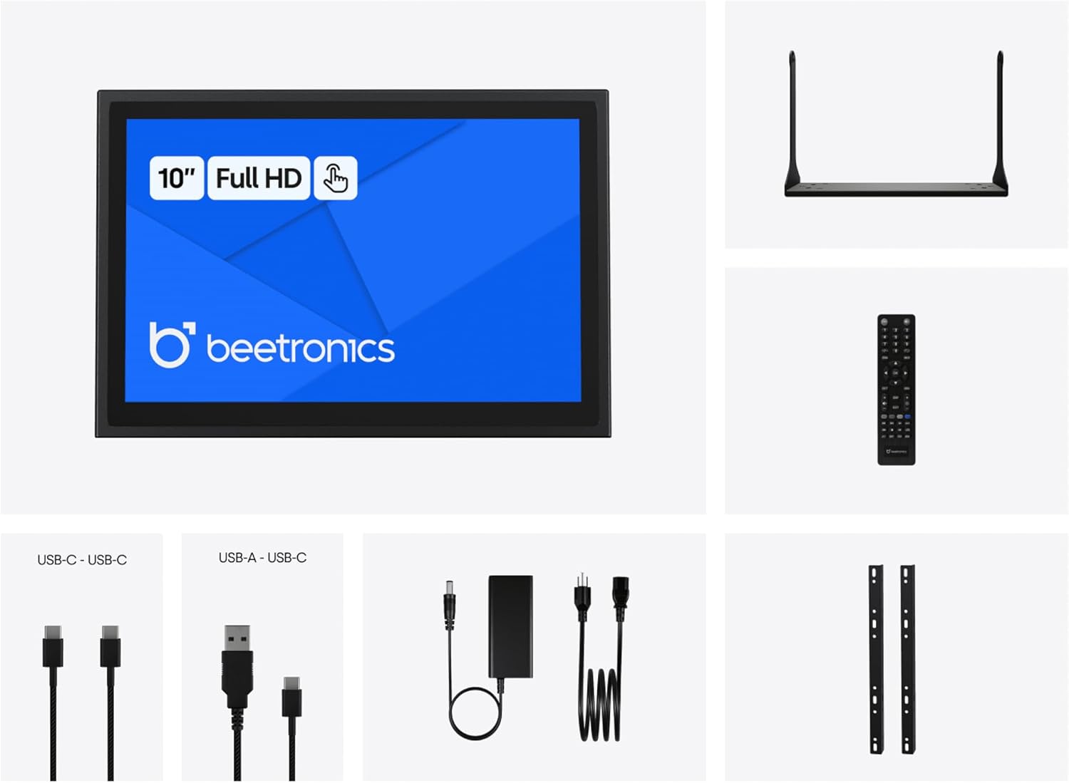 Beetronics 10 Inch Touchscreen Monitor | Full HD 1080p | 10TS7M – Industrial-Grade, Professional 10-Point Multi Touch Display for PC, Mac, Linux – HDMI, DisplayPort, USB-C, VGA Inputs