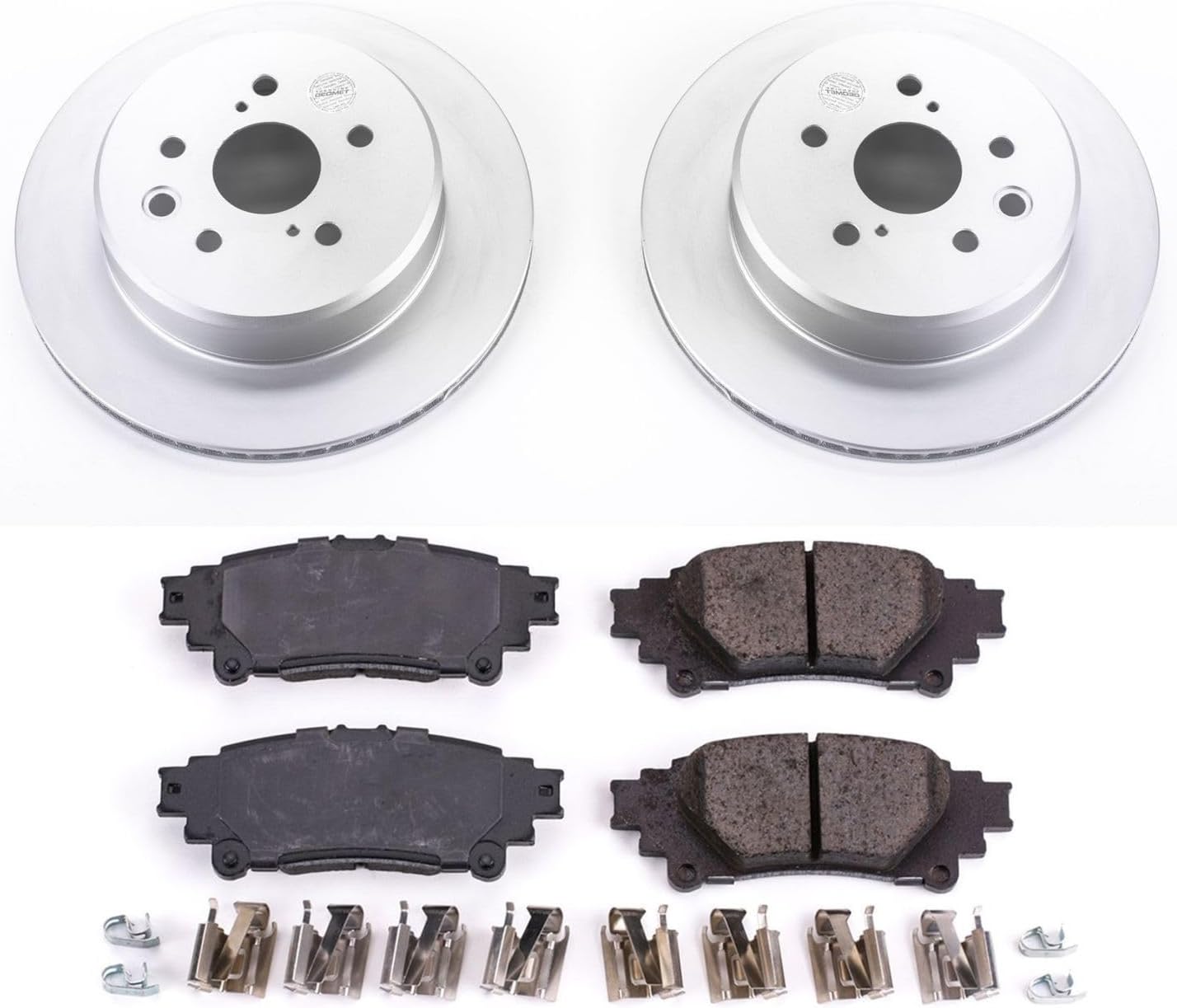 PowerStop Rear Brake Kit for Lexus GS200t 2016-17 |GS300 2018-19 |GS350 2013-20 |GS450h 2013-18 |IS200t 2016-17 - Fully-Coated Disc Rotors with Z17 Ceramic Brake Pads Replacement, CRK6514