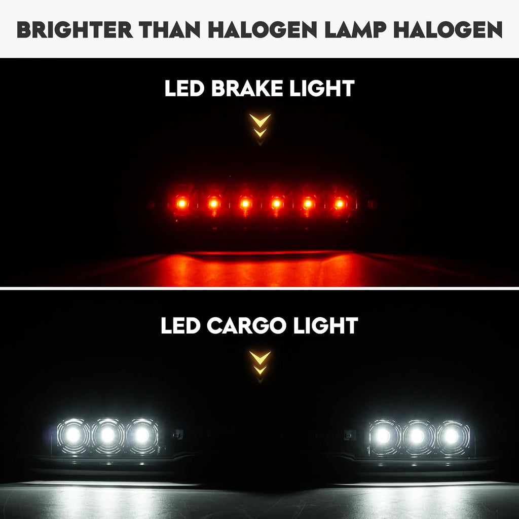 Tail Light Assembly [LED Kit]+ 3rd Third Brake Cargo Lamp Fit for Chevy Silverado 1500 2500HD 3500HD 07-14, for GMC Sierra 3500HD 08-14, Sierra Denali 3500 11-14 with Dual Rear Wheel ONLY, Smoked Lens