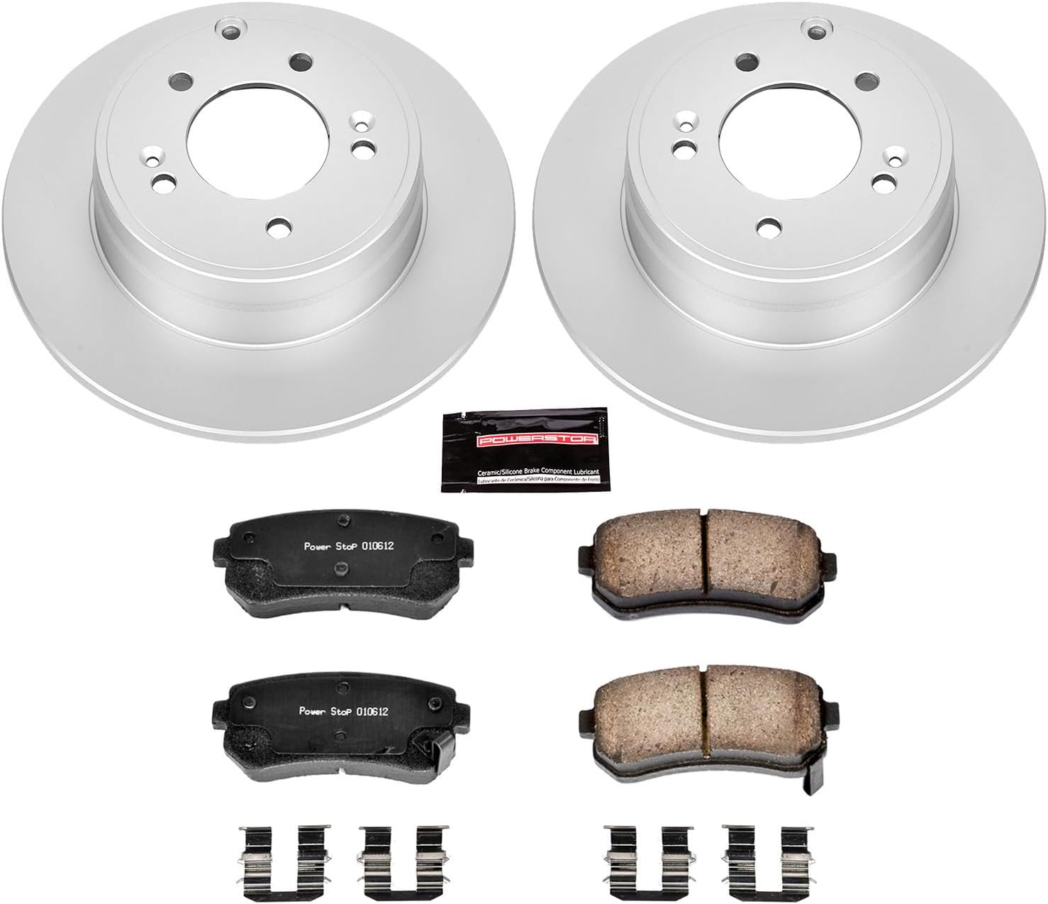 PowerStop Rear Brake Kit for Hyundai Sonata 2015 |Tucson 2015-17 |Kia Cadenza 2014-16 - Fully-Coated Disc Rotors with Z17 Ceramic Brake Pads Replacement, CRK6936